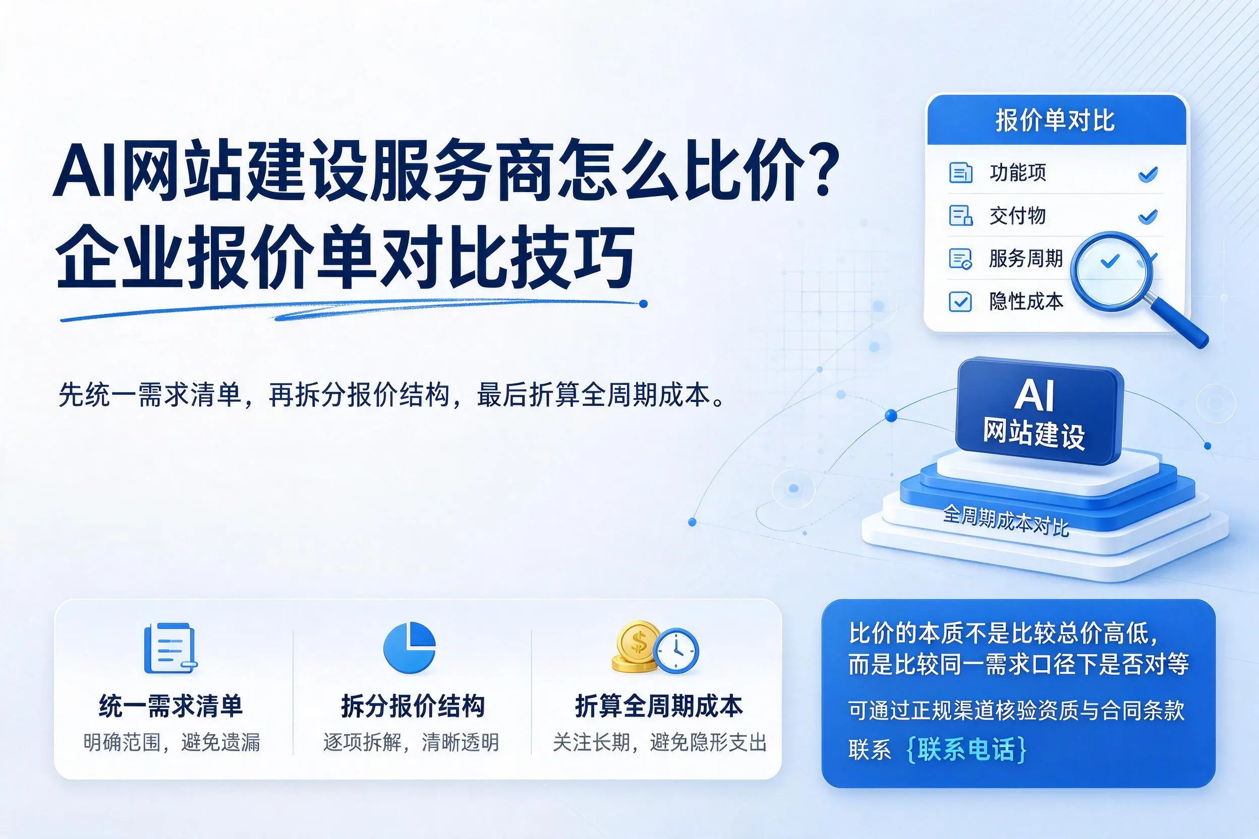 AI网站建设服务商怎么比价?抚顺企业报价单对比技巧