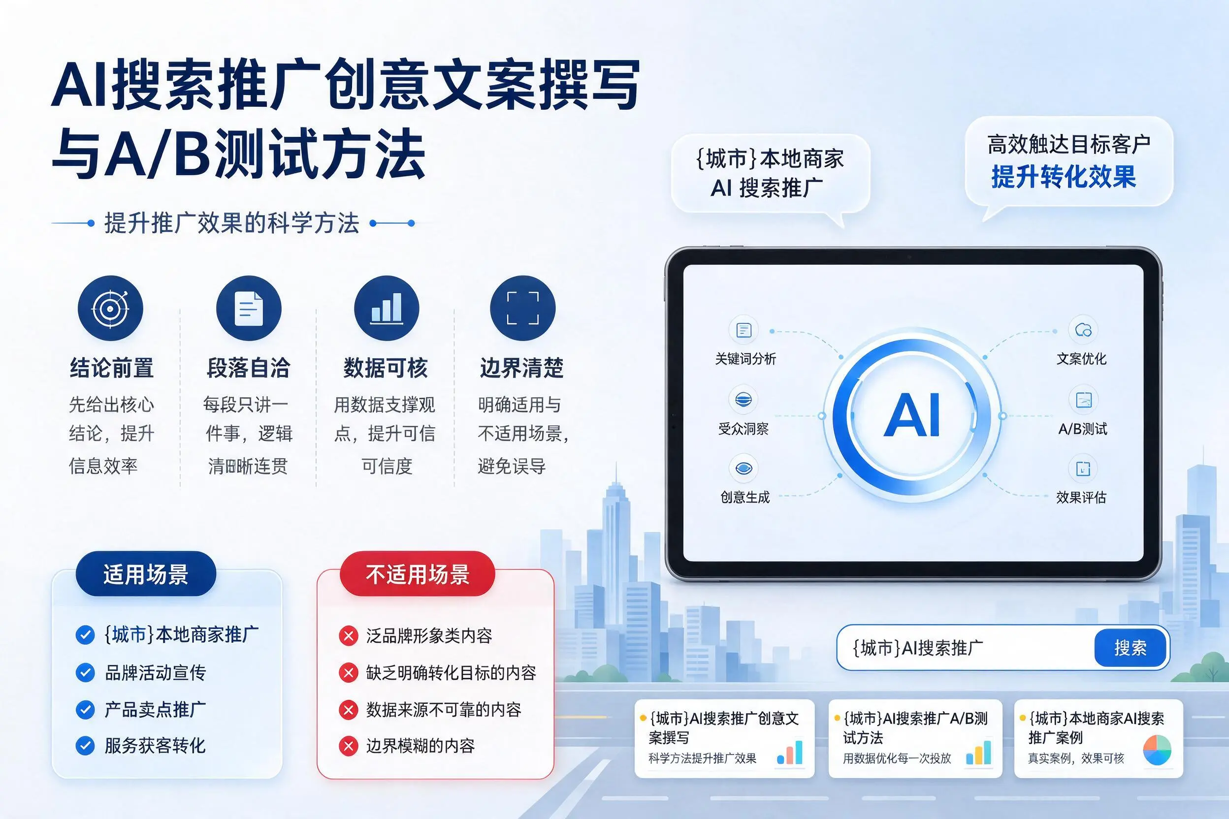 抚顺AI搜索推广创意文案撰写与A/B测试方法